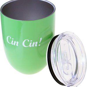 Insulated Wine Glass with Lid Stainless Steel Stemless Insulated Tumbler Cin Cin